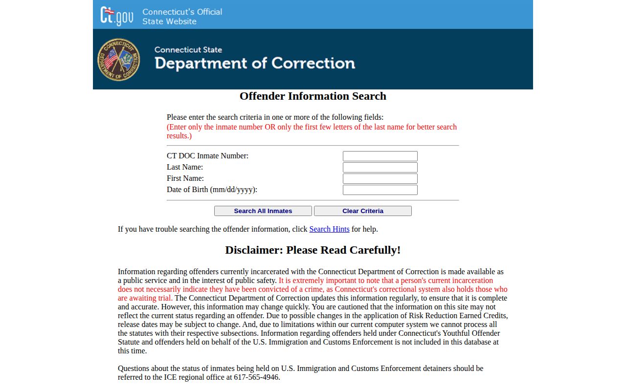 New Haven County released inmate Connecticut DOC search