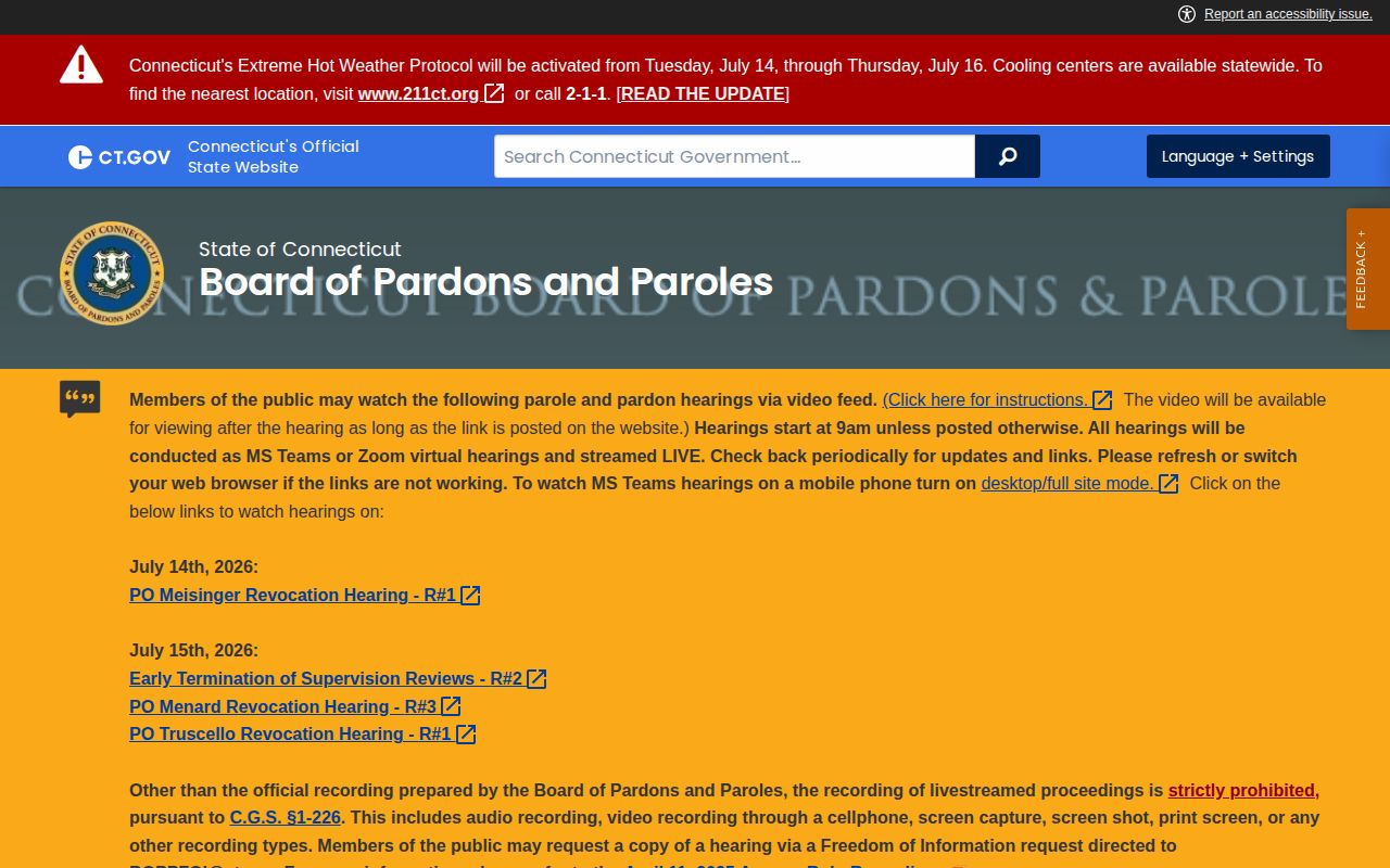 New Haven Parole and Community Services release supervision and BOPP information
